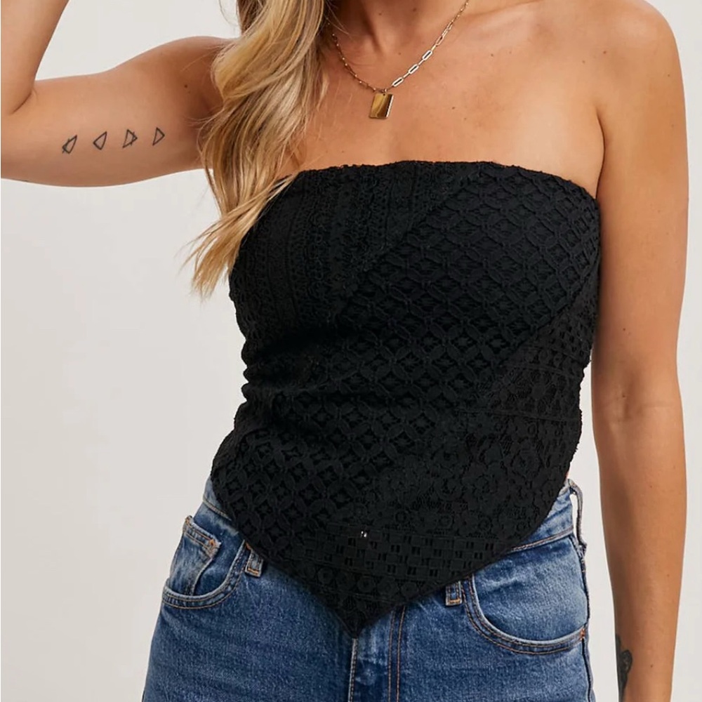 Black Lace Bandana Top